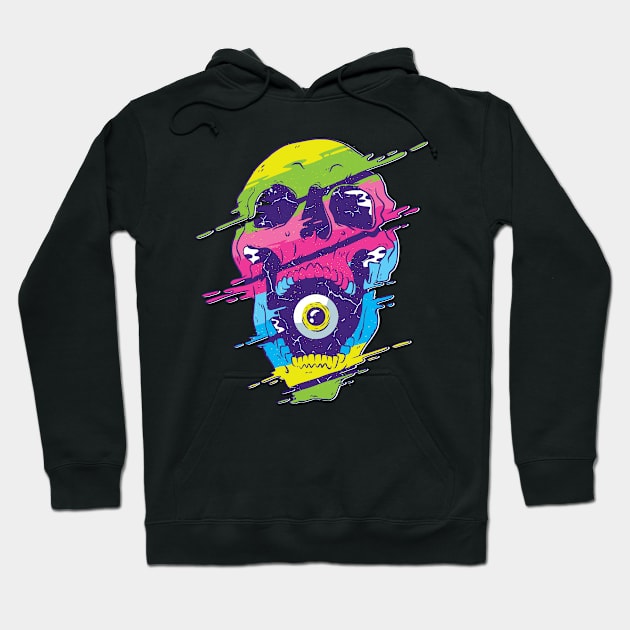 Psychedelic Skull Rainbow Colors Third Eye Awakening Hoodie by Kali Space